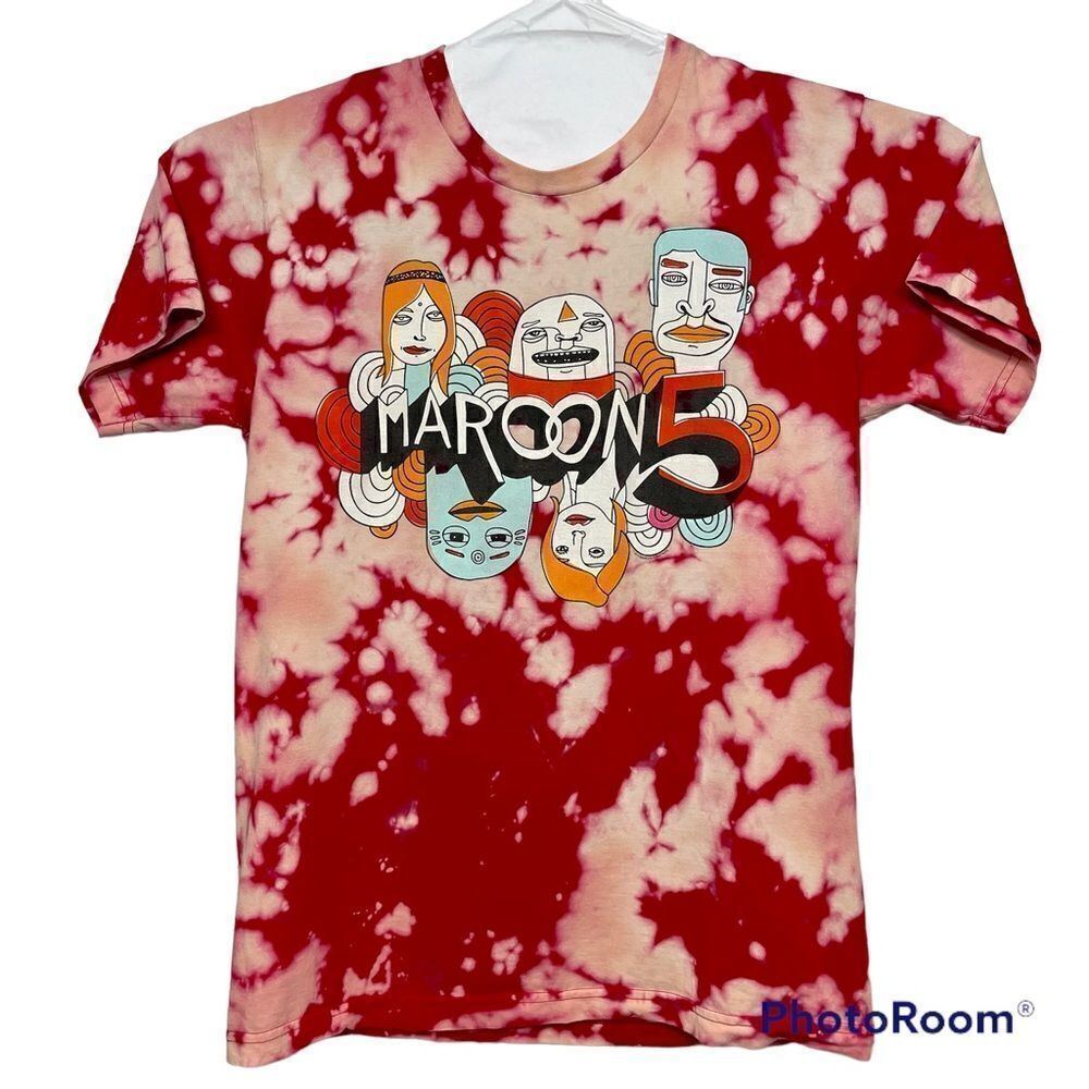 Maroon 5 Shirt Mens Medium Tie Dye American Apparel Red White Tee T-shirt